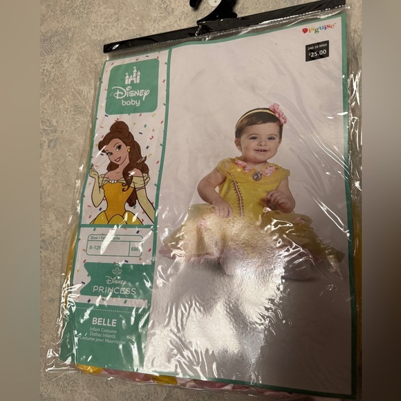 DISNEY PRINCESS BELLE COSTUME DRESS HALLOWEEN INFANT BEAUTY BEAST 6-12 MONTH NEW - Picture 1 of 4